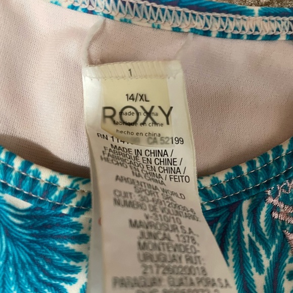 Rose Quartz Havana Tile Girls Roxy Swim Top - Picture 2 of 6